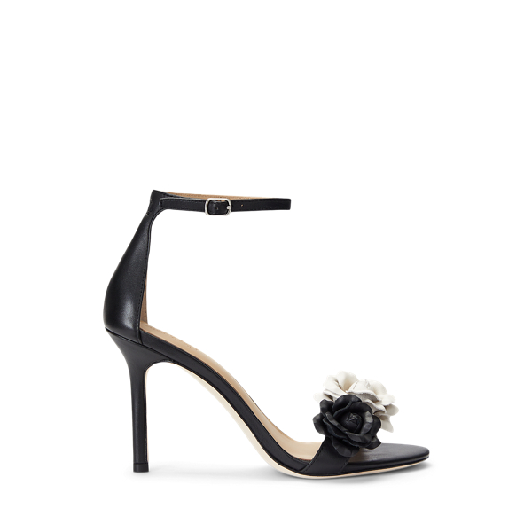 Allie Floral-Trim Nappa Leather Sandal