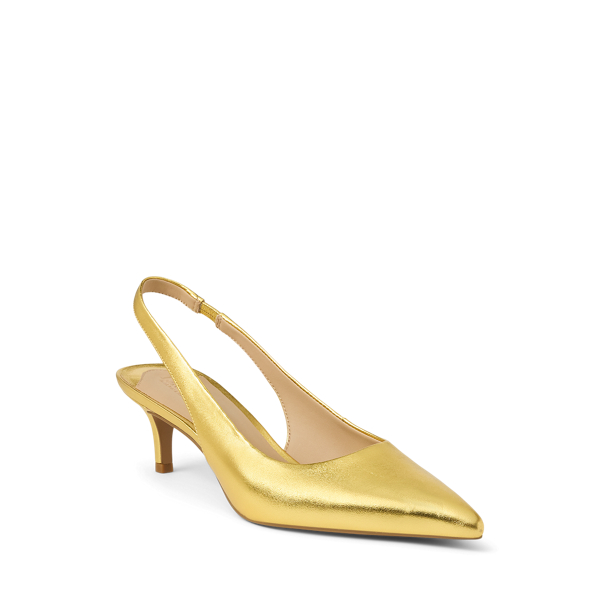 Modern Gold Lolah II Metallic Leather Slingback Pump Lauren 2