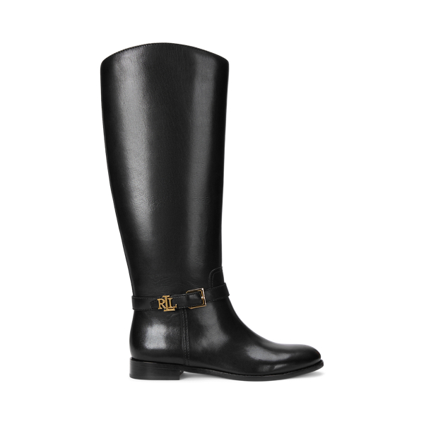 Black Brooke Burnished Leather Riding Boot Lauren 1