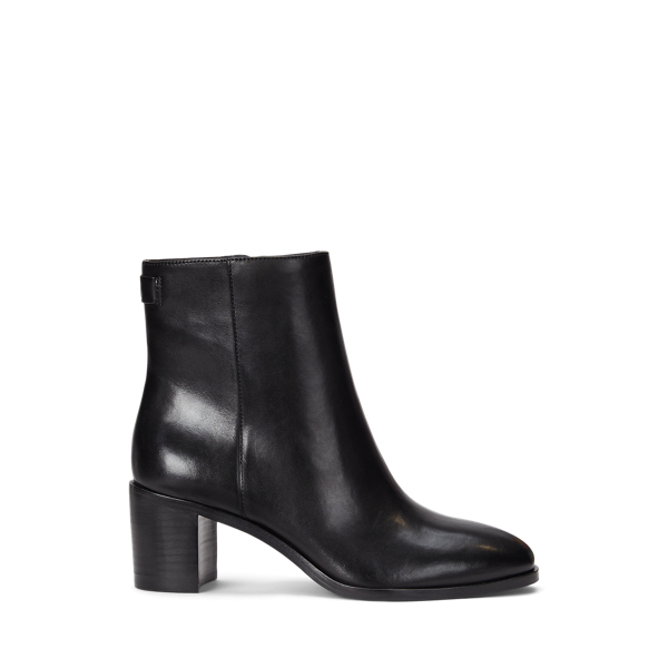 Black Cassie Burnished Leather Bootie Lauren 1