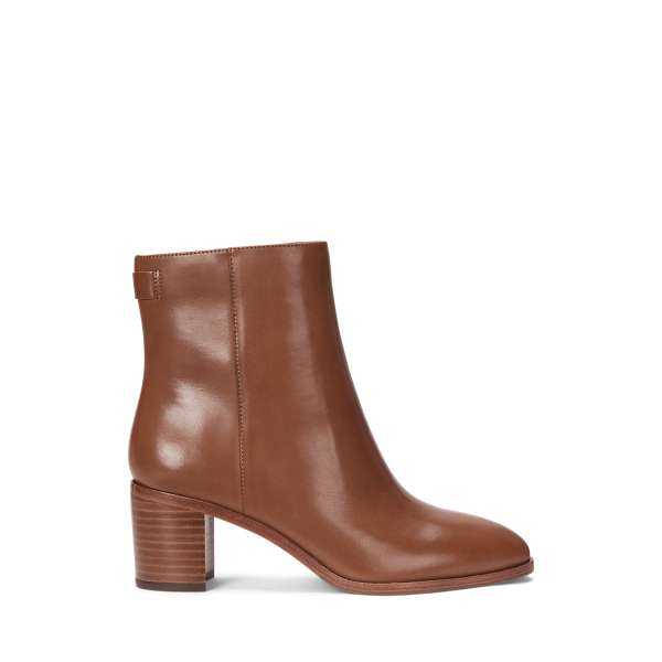 Deep Saddle Tan Cassie Burnished Leather Bootie Lauren 1