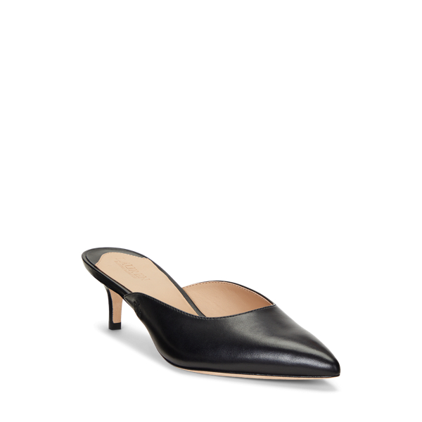 Black Adrienne Burnished Leather Mule Pump Lauren 2