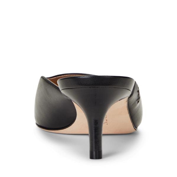 Black Adrienne Burnished Leather Mule Pump Lauren 3