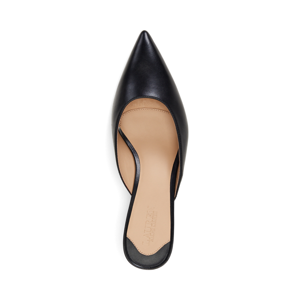 Black Adrienne Burnished Leather Mule Pump Lauren 4