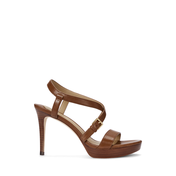 Deep Saddle Tan Kerri Burnished Leather Sandal Lauren 1