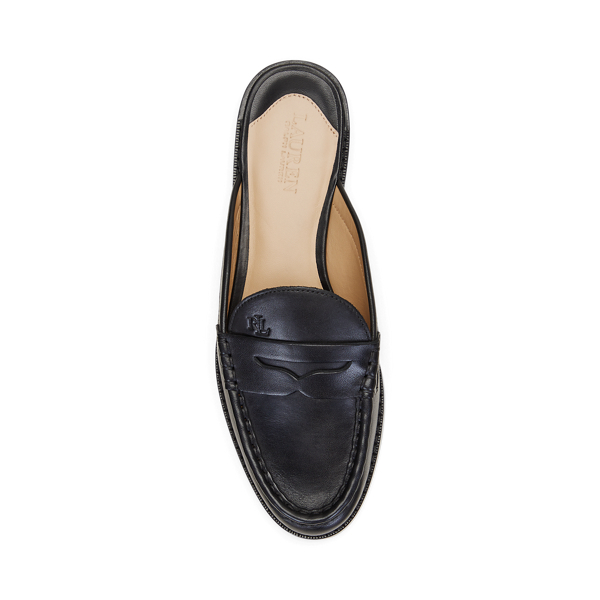 Black Wynnie Burnished Leather Mule Loafer Lauren 4