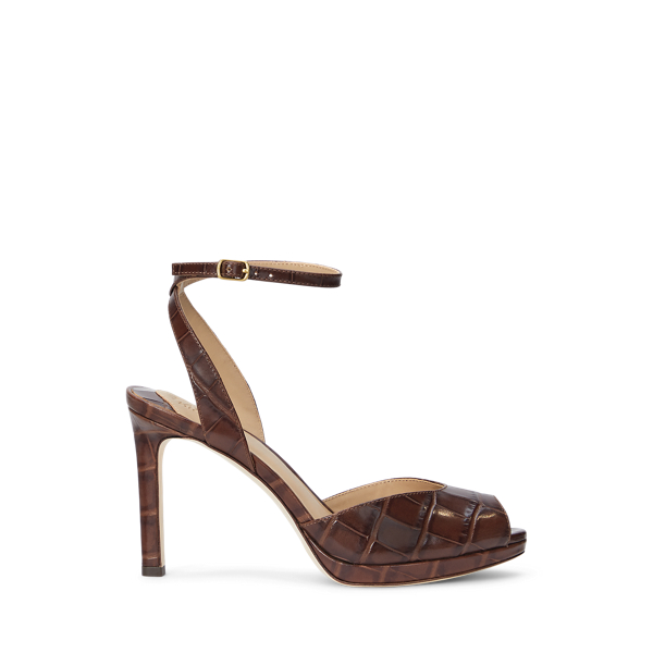 Kyla Crocodile-Embossed Leather Sandal