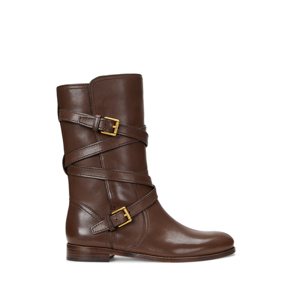 Ralph lauren brown leather boots hotsell