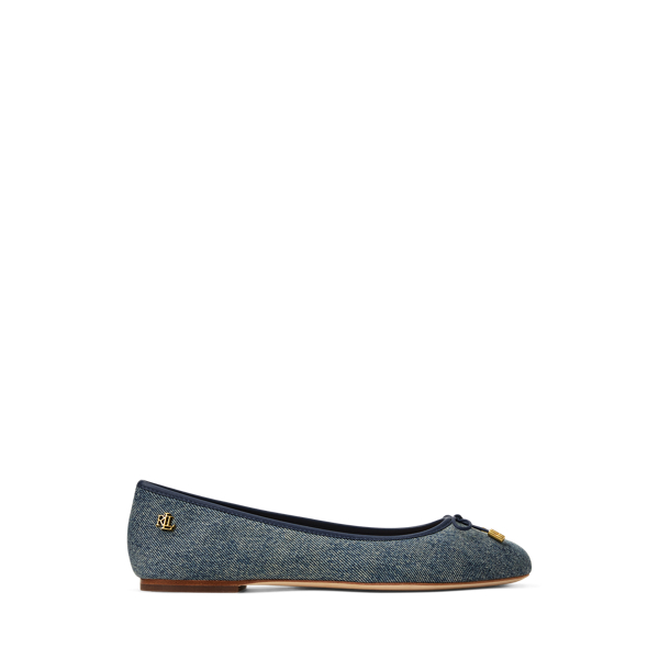 Blue Jayna Washed Denim Flat Lauren 1