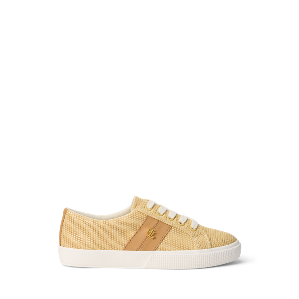 Natural/Buff Janson II Straw & Leather Sneaker Lauren 1