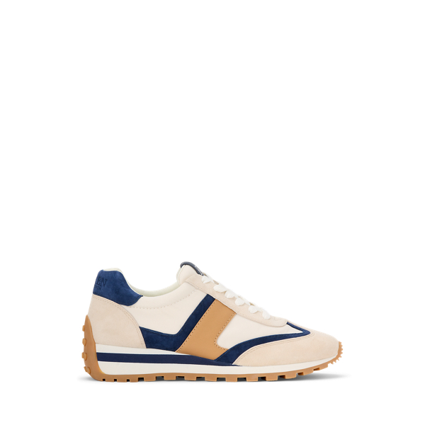 White/Sand/Navy Dani Suede & Nylon Sneaker Lauren 1