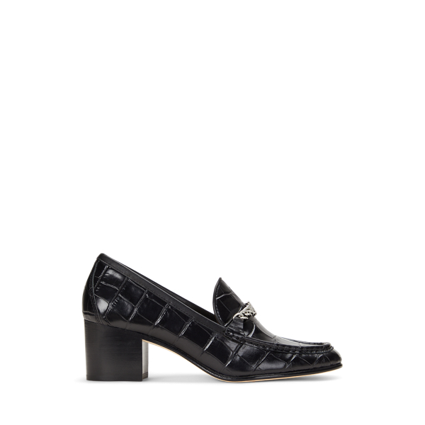 Black Winslet Crocodile-Embossed Leather Pump Lauren 1