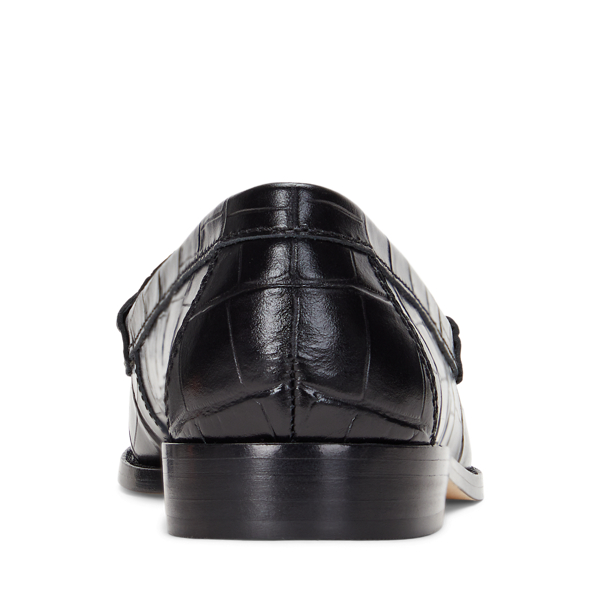 Black Wynnie Crocodile-Embossed Leather Loafer Lauren 3