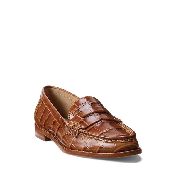 Wynnie Crocodile-Embossed Leather Loafer
