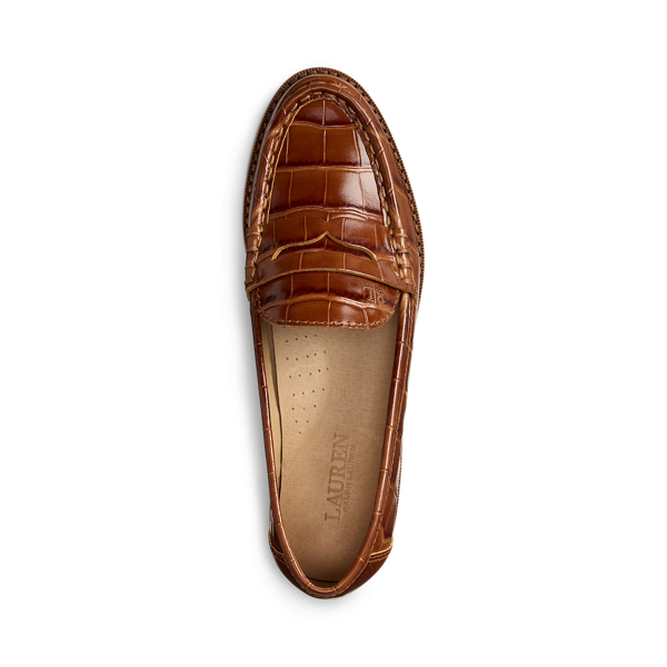 Wynnie Crocodile-Embossed Leather Loafer