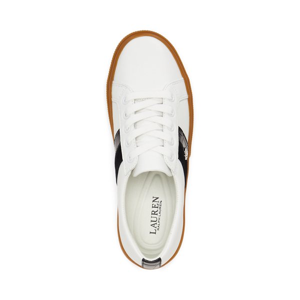 Snow White/Black Janson II Suede-Trim Leather Sneaker Lauren 4
