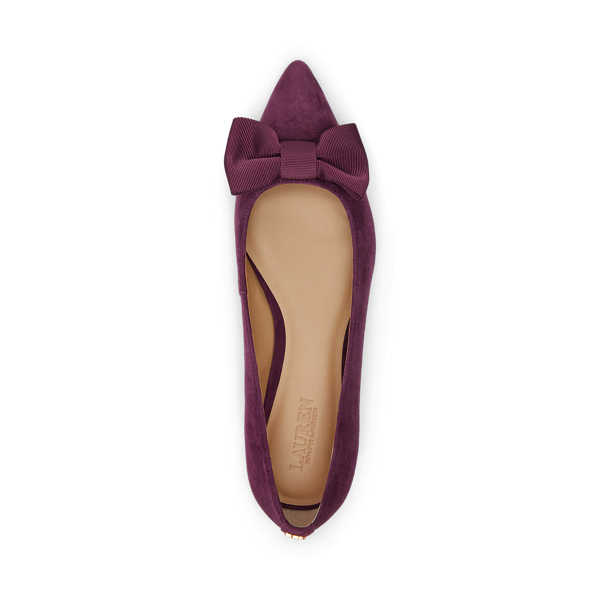 Pinot Noir Londyn Bow-Trim Suede Ballet Flat Lauren 4