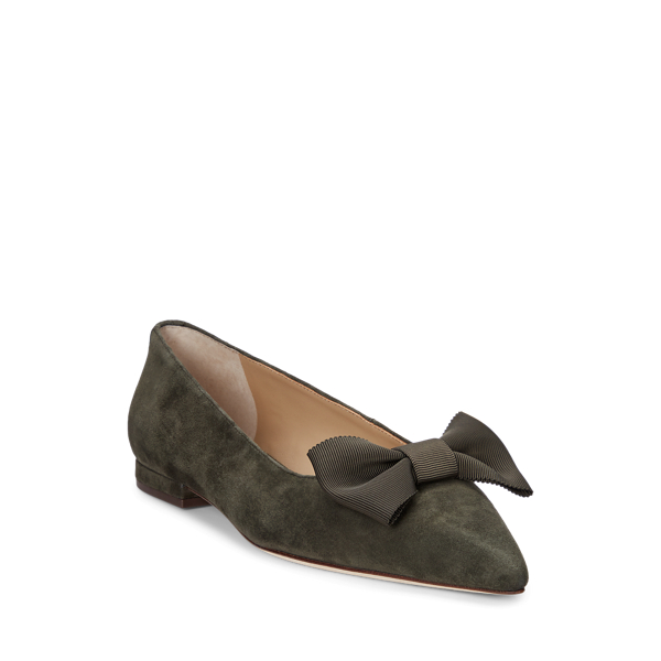 Londyn Bow-Trim Suede Ballet Flat for Women | Ralph Lauren® UK