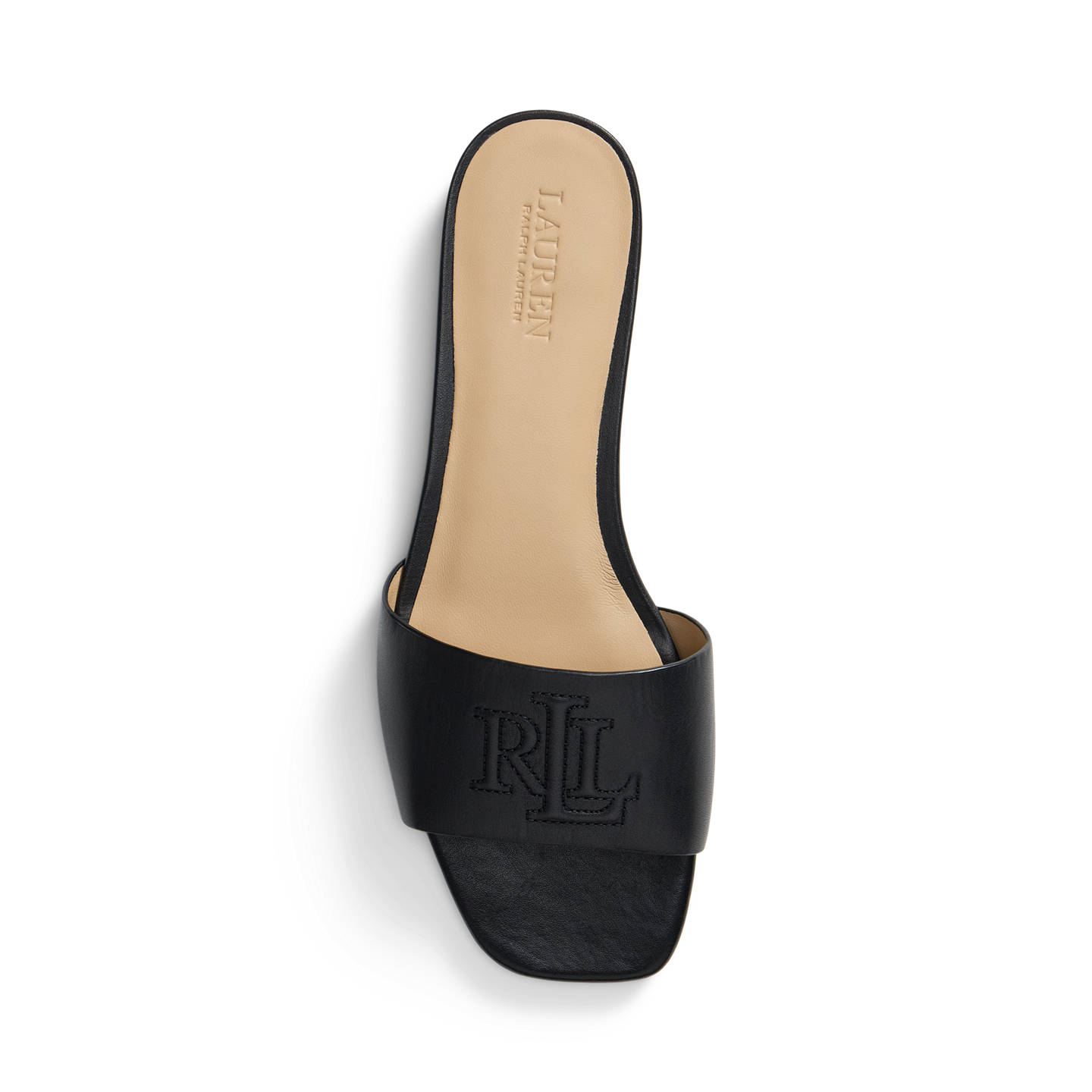 Женские сандалии Ralph Lauren Everley Calfskin Slide Sandal, цвет: Чёрный — фото 3