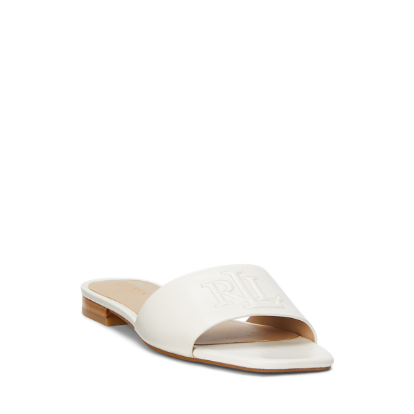 送関込☆RALPH LAUREN EVERLEY NAPPA LEATHER SLIDE SANDAL Everley Nappa Leather Slide Sandal