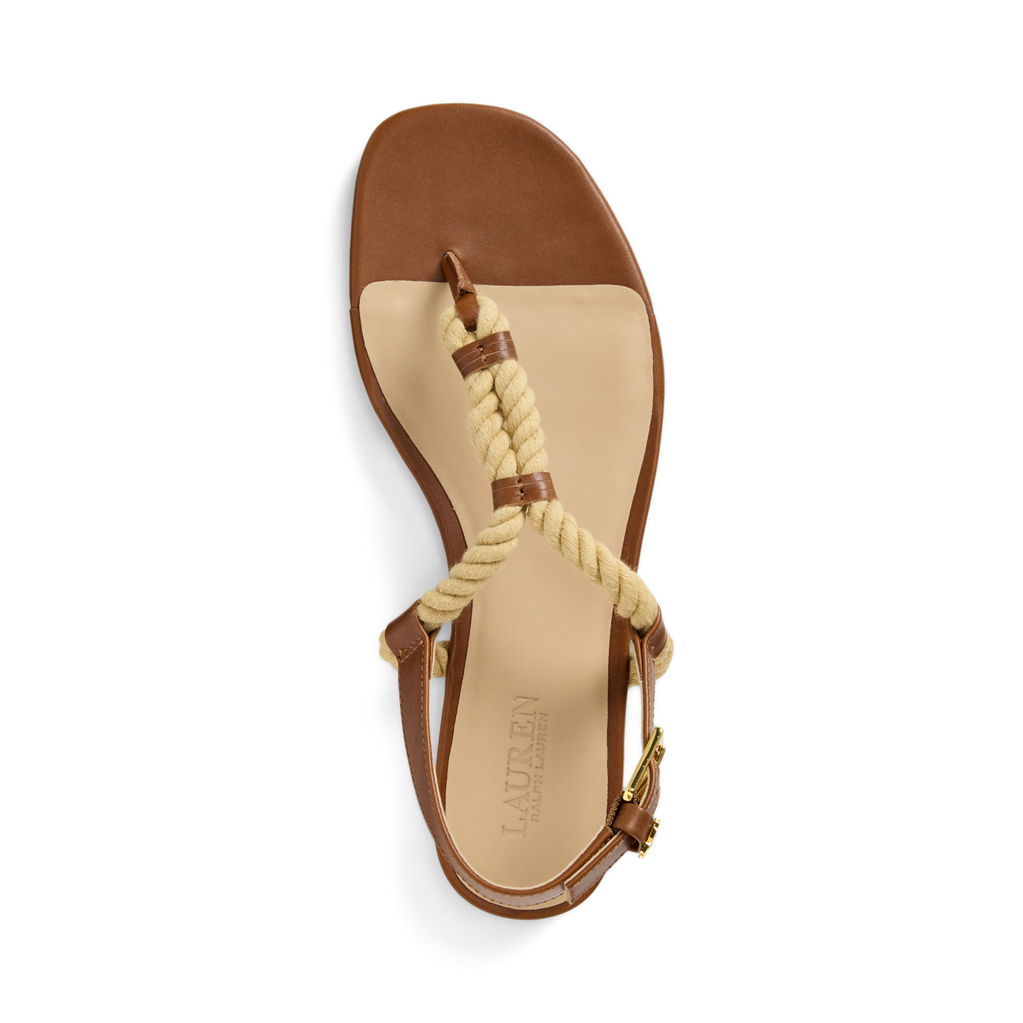 Женские сандалии Ralph Lauren Everley Calfskin & Rope Sandal, цвет: Рыжевато-коричневый / Натуральный — фото 3