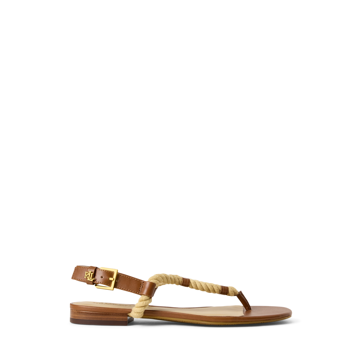 Женские сандалии Ralph Lauren Everley Calfskin & Rope Sandal, цвет: Рыжевато-коричневый / Натуральный — фото 4