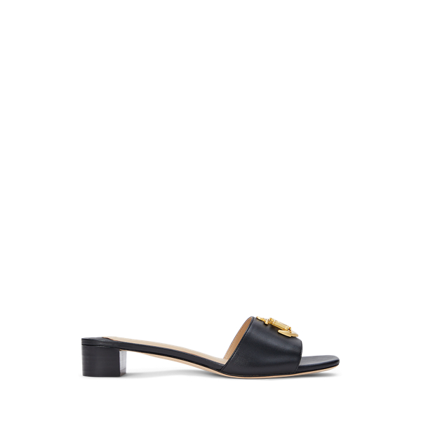 Black Nappaleder-Sandale Fay mit Ankerlogo Lauren 1