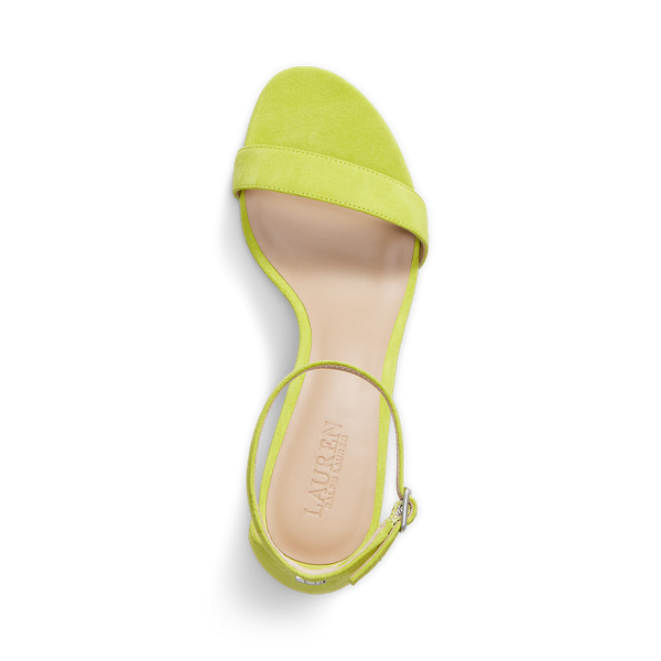 Lime Chartreuse Allie Mid-Heel Suede Sandal Lauren 4