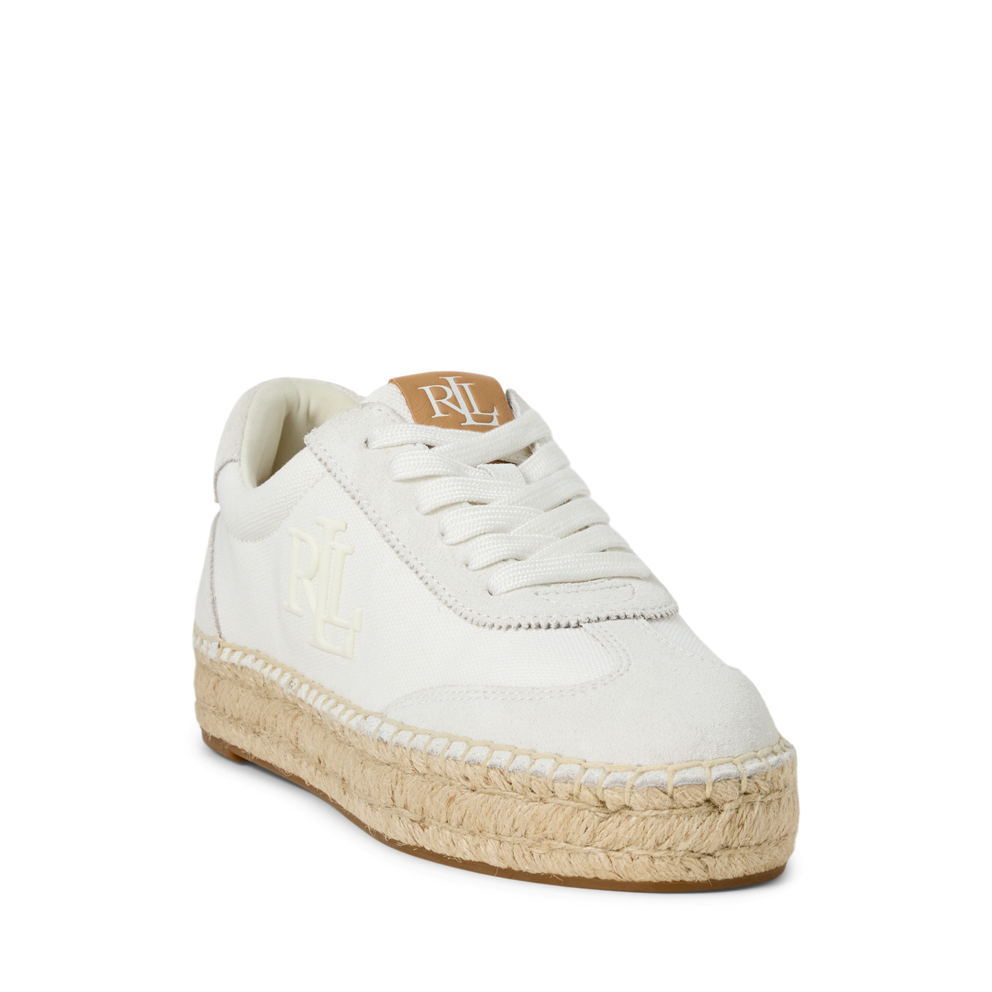 Женские кроссовки Ralph Lauren Luize Canvas & Suede Espadrille, цвет: Снежный белый — фото 1