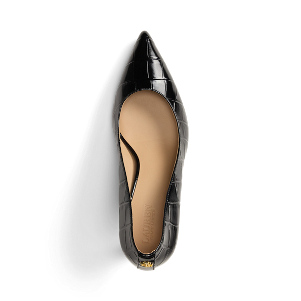 Black Lanette Croc-Embossed Leather Pump Lauren 4