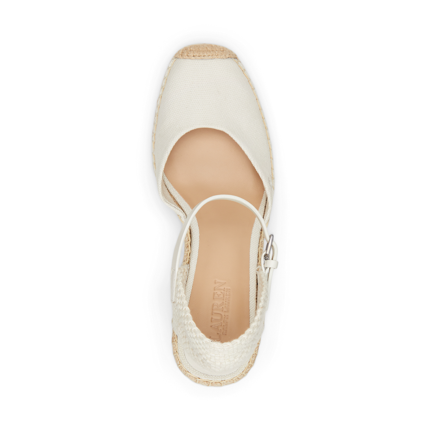 Женские сандалии Ralph Lauren Robby Canvas & Jute Espadrille, цвет: Мягкий белый / Натуральный — фото 3