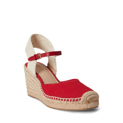 Женские сандалии Lauren Ralph Lauren Robby Canvas & Jute Espadrille, цвет: Красный / Натуральный