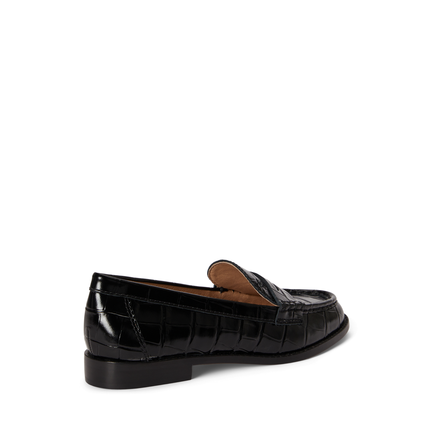 Женские туфли Ralph Lauren Wynnie Crocodile-Embossed Leather Loafer, цвет: Чёрный — фото 2