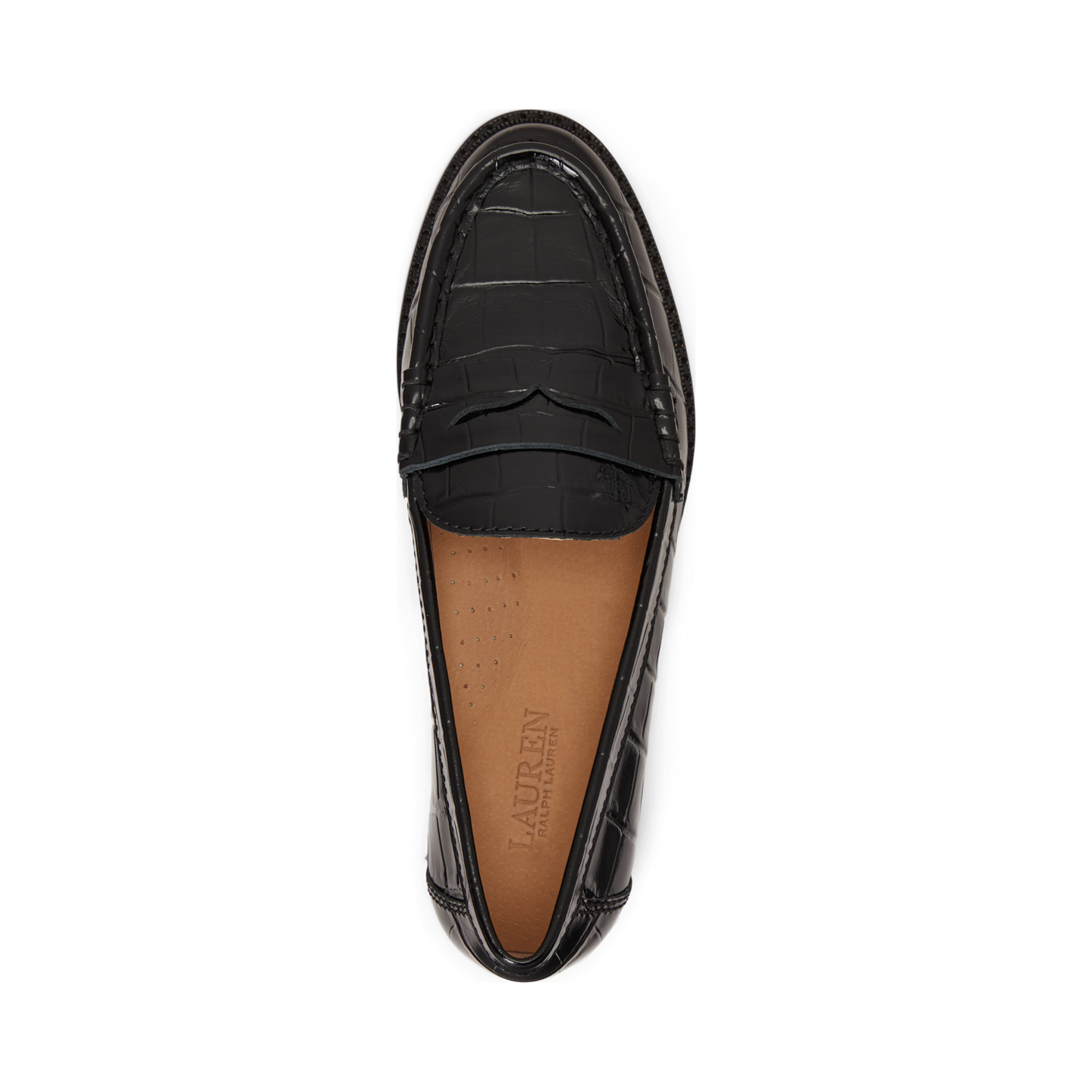 Женские туфли Ralph Lauren Wynnie Crocodile-Embossed Leather Loafer, цвет: Чёрный — фото 3