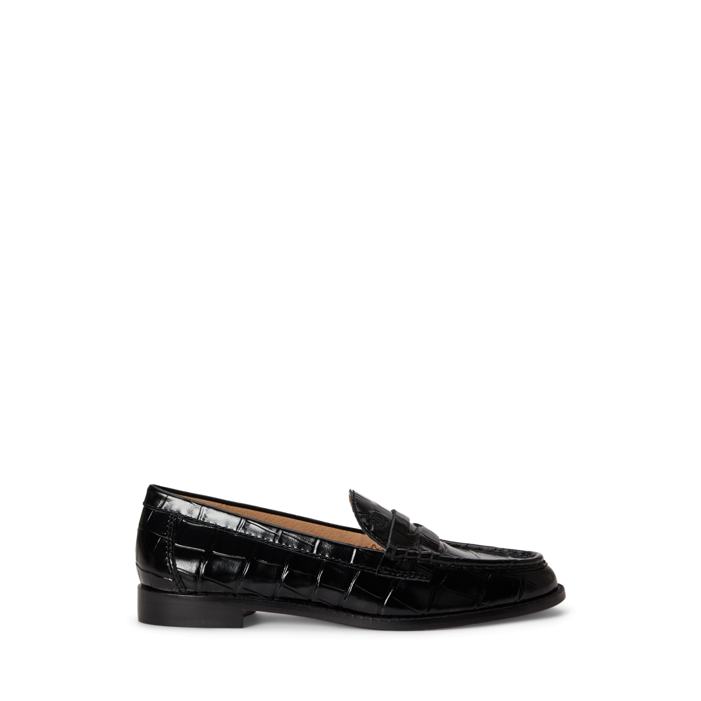 Женские туфли Ralph Lauren Wynnie Crocodile-Embossed Leather Loafer, цвет: Чёрный — фото 4