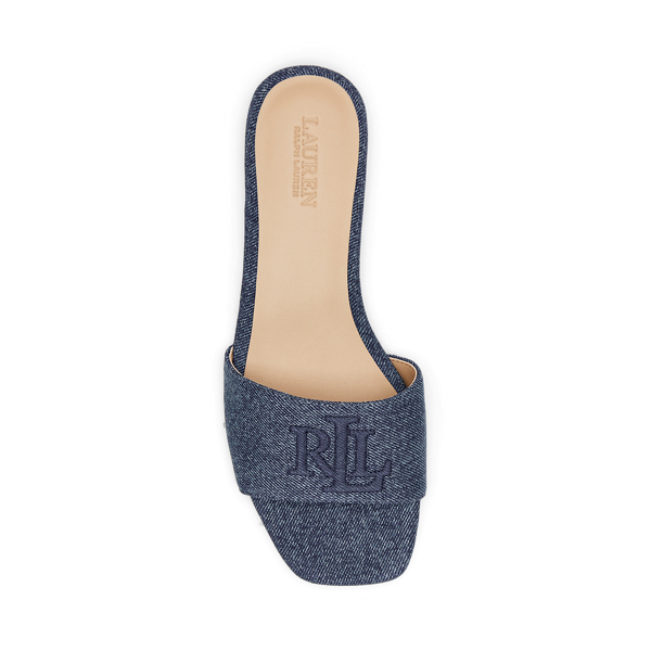 【Ralph Lauren】Everley ウォッシュドデニムスライドサンダル Everley Washed Denim Slide Sandal for Women | Ralph Lauren® PA