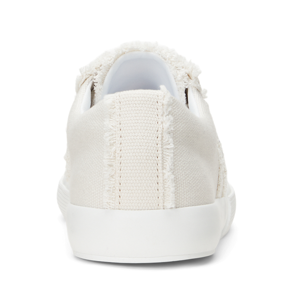 Soft White Janson Frayed Canvas Trainer Lauren 3