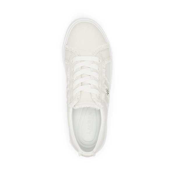 Soft White Janson Frayed Canvas Trainer Lauren 4