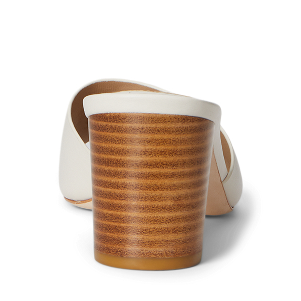 Sandales en cuir nappa &agrave; talon Everley Lauren en Blanc tendre 3