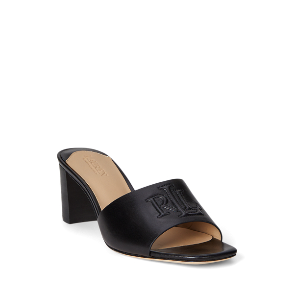 Sandale Everley cuir de veau talon carr&eacute; Lauren en Noir 2