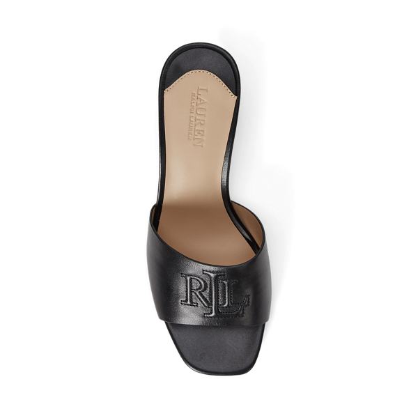 Sandale Everley cuir de veau talon carr&eacute; Lauren en Noir 4