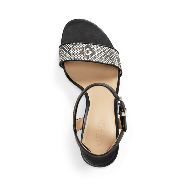 Gwen Nappa Leather & Woven Straw Sandal