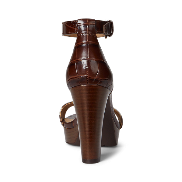 Sylvia Zebra-Print-Trim Embossed Sandal