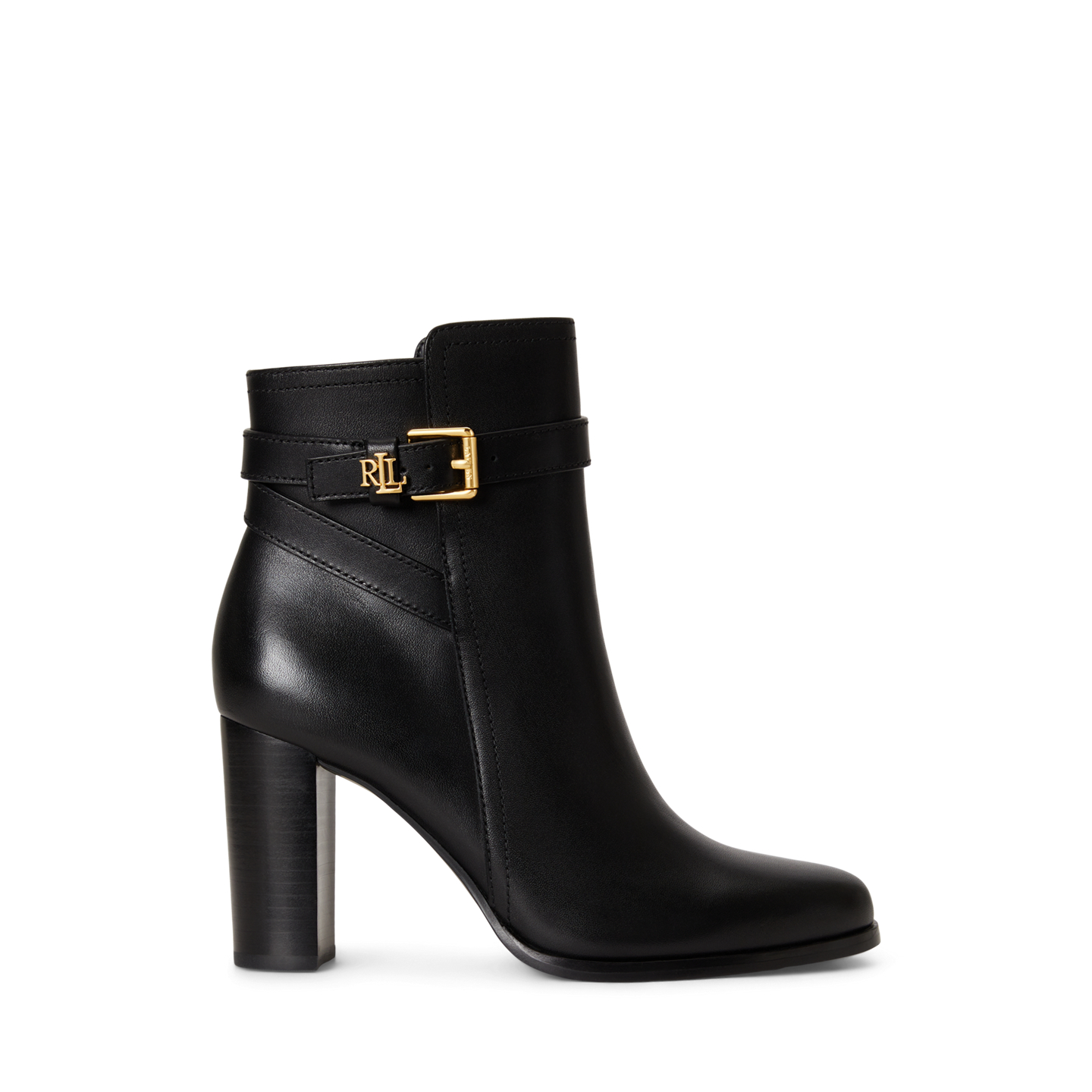 Женские ботинки Ralph Lauren Brooke II Calfskin Bootie Heel, цвет: Чёрный — фото 3