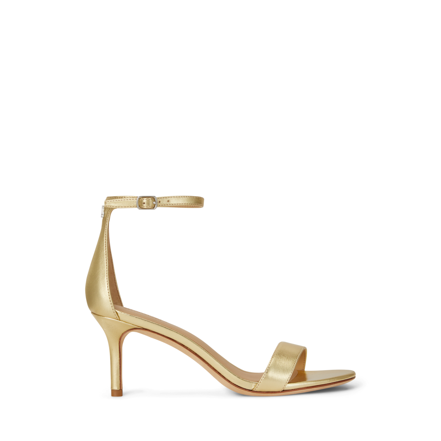 Женские сандалии Ralph Lauren Allie Mid-Heel Metallic Leather, цвет: Мягкий золотой — фото 4
