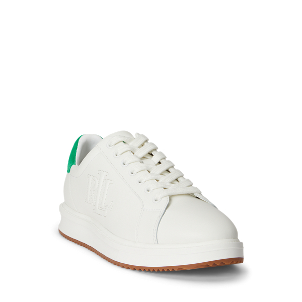 Baskets Ainsley bicolores cuir et daim Lauren en Snow White/Green Topaz 2