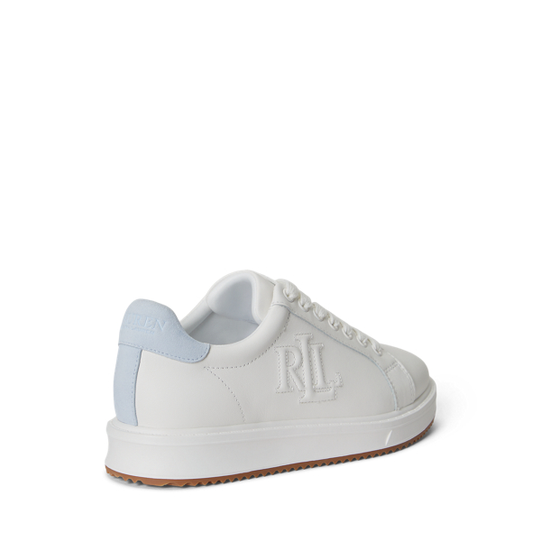 Deckwash White/Cornflower Ainsley Two-Tone Leather & Suede Trainer Lauren 3