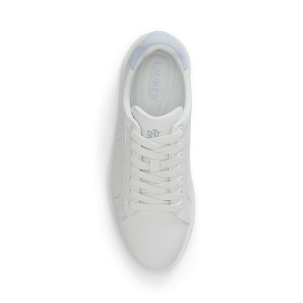 Deckwash White/Cornflower Ainsley Two-Tone Leather & Suede Trainer Lauren 4