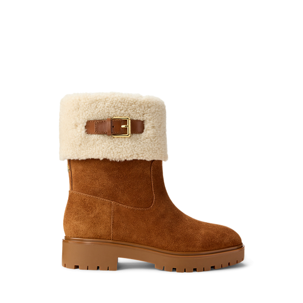 Allyson Shearling & Suede Lace-Up Bootie