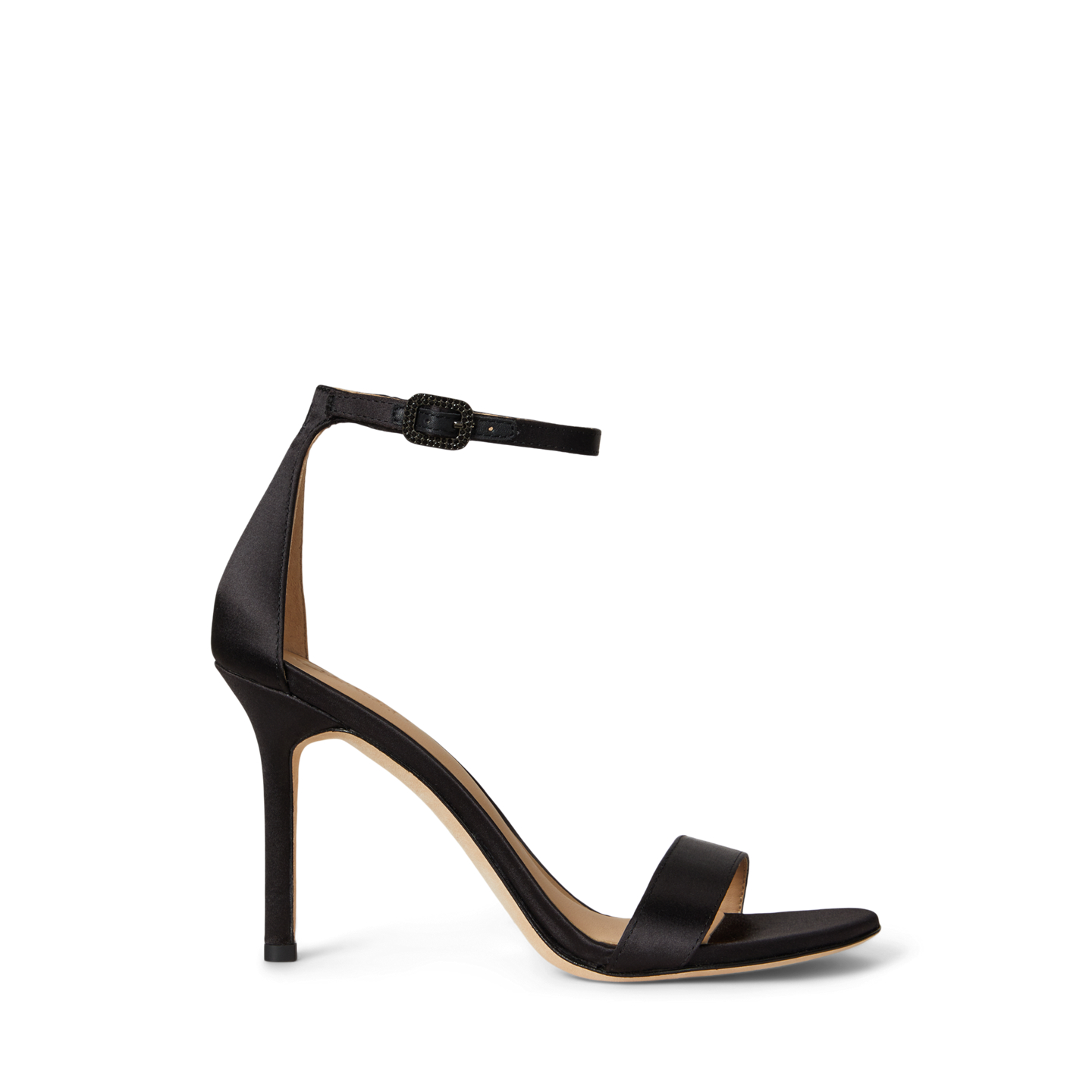 Женские сандалии Ralph Lauren Allie Pavé-Buckle Satin Sandal, цвет: Чёрный — фото 4